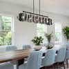LNC Rajinloosm 5-Light 53" Mid-Century Modern Oversized Linear Island Chandelier, Black and Smoked Gray Glass Shade - 2 of 4