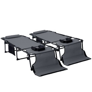 Aghana Digitals 2-Pack Foldable Mesh Pool Lounge Chairs with 5 Recline Positions, Reading Hole, - 1 of 4