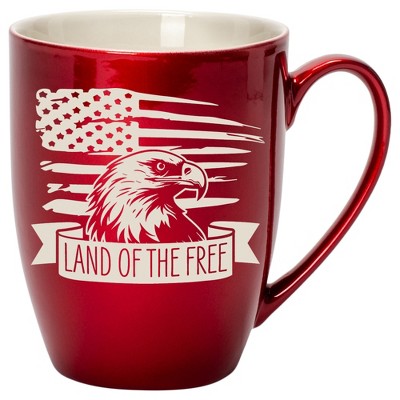 100 North United States of America 10 Ounce Cardinal Red Metallic Finish, Comfortably Fits Your Hands, New Bone China Coffee Tea Cup Mug, Land Of The