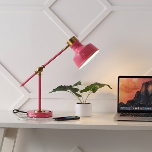 18.5" Allegra Farmhouse Adjustable Cantilever Task Lamp with USB Charging Port (Includes LED Light Bulb) - JONATHAN Y - 1 of 4