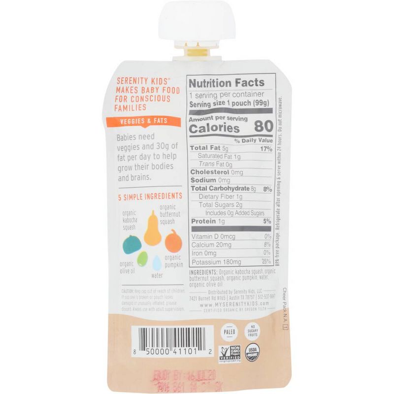 Serenity Kids Organic Squashes Puree 6+ Months - Case of 6/3.5 oz, 3 of 6