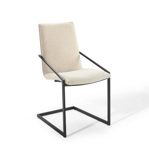 Pitch Upholstered Fabric Dining Armchair Black/Beige - Modway: Matte Black Frame, Foam Padded Seat - 1 of 4