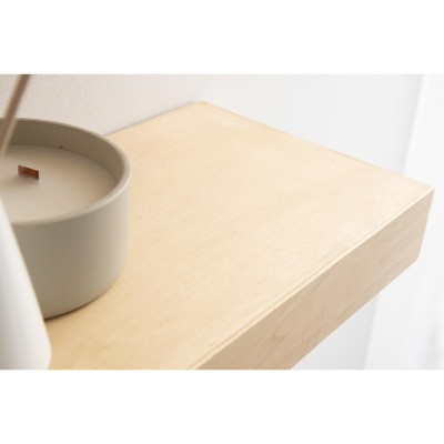 Natural Wood Floating Shelves Set of 2, 18 x 8