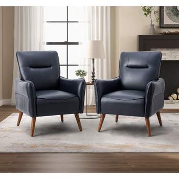 Set of 2 Alzira Vegan Leather Armchair with Tufted Back | KARAT HOME