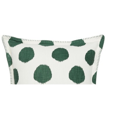 Green and White Polka Dot Square Throw Pillow