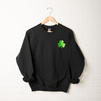 Simply Sage Market Women's Graphic Sweatshirt Embroidered Clover St. Patrick's Day