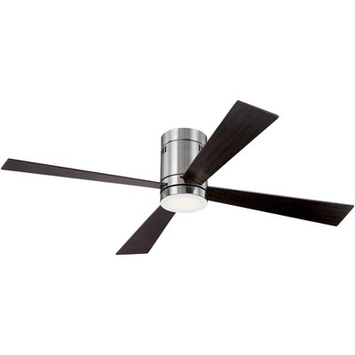 52" Casa Vieja Modern Hugger Indoor Ceiling Fan with Light LED Remote Flush Mount Brushed Nickel Oiled Bronze for Living Room Kitchen