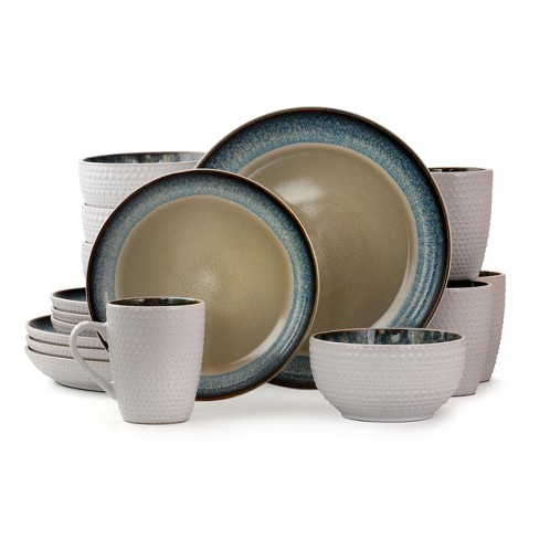 Elama Blue Sugar 16 Piece Round Dinnerware Set : Target