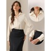 INSPIRE CHIC Women's Satin V Neck Long Sleeve Business Work Collared Bodysuit - 2 of 4