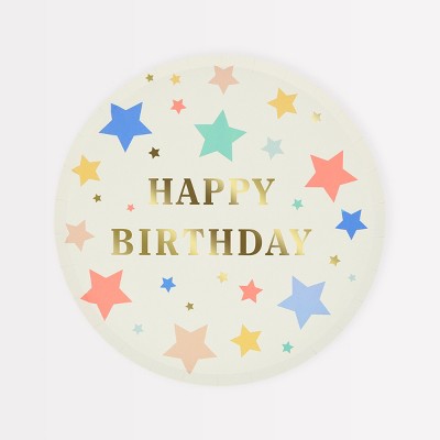 Meri Meri Happy Birthday Stars Side Plates (Pack of 8)
