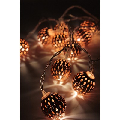 48'' Battery Powered Rose Gold Moroccan Ball LED String Lights