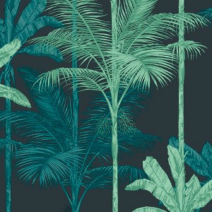 Jungle Mood Green and Black Leaves Tropical Paste the Wall Wallpaper - 1 of 4