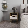 Vynxaria Natural Oak & White Nightstand, Open Storage, Classic Versatile Design, Modern-Timeless Aesthetic, Minimalist Style - 3 of 4