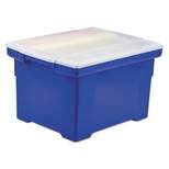 Storex Plastic File Tote Storage Box Letter/Legal Snap-On Lid Blue/Clear 61554U01C