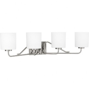 Progress Lighting Tobin 4-Light Bath Vanity in Brushed Nickel with Etched White Glass Shades - 1 of 4