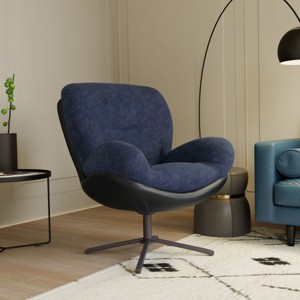 360°Swivel Chenille Accent Chair,Accent Chairs With Arms,Accent Chair With Faux Leather And Black Metal Base Frame -Maison Boucle‎ - 1 of 4
