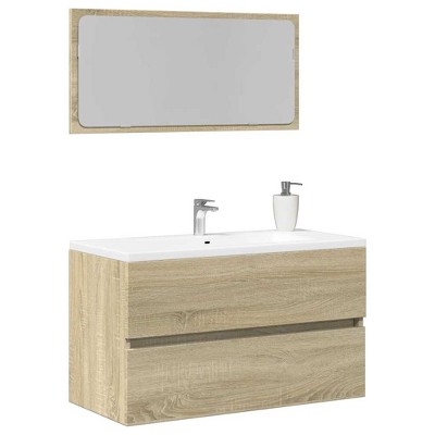 vidaXL Bathroom Cabinet With Mirror Sonoma oak Engineered wood