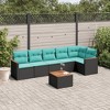 vidaXL Patio Sofa Set Black Poly Rattan Large Detachable - Black and Blue With Table - 2 of 4