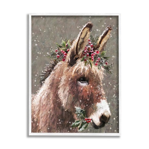 Stupell Industries Winter Donkey Snow Falling Framed Giclee Art - image 1 of 4