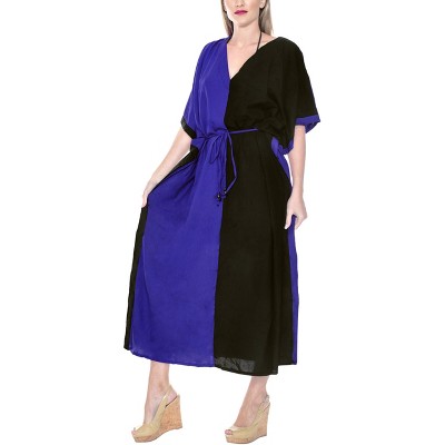 LA LEELA Women's House Daily Routine Evening Wear Vacation Casual Dailywear Holiday Loungewear Relaxed Fit Caftan Maxi Night Shirts 3X-4X Black, Solid