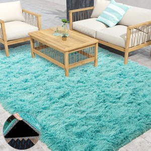 Bright Yellow Shag Rug, Ultra Soft 1.7" Thick, Non-Slip Backing, for Bedroom or Living Room - 1 of 4