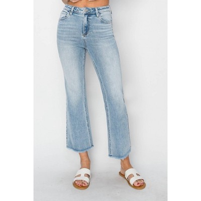 Women's High Rise Ankle Wide Straight Cut Jeans - RISEN