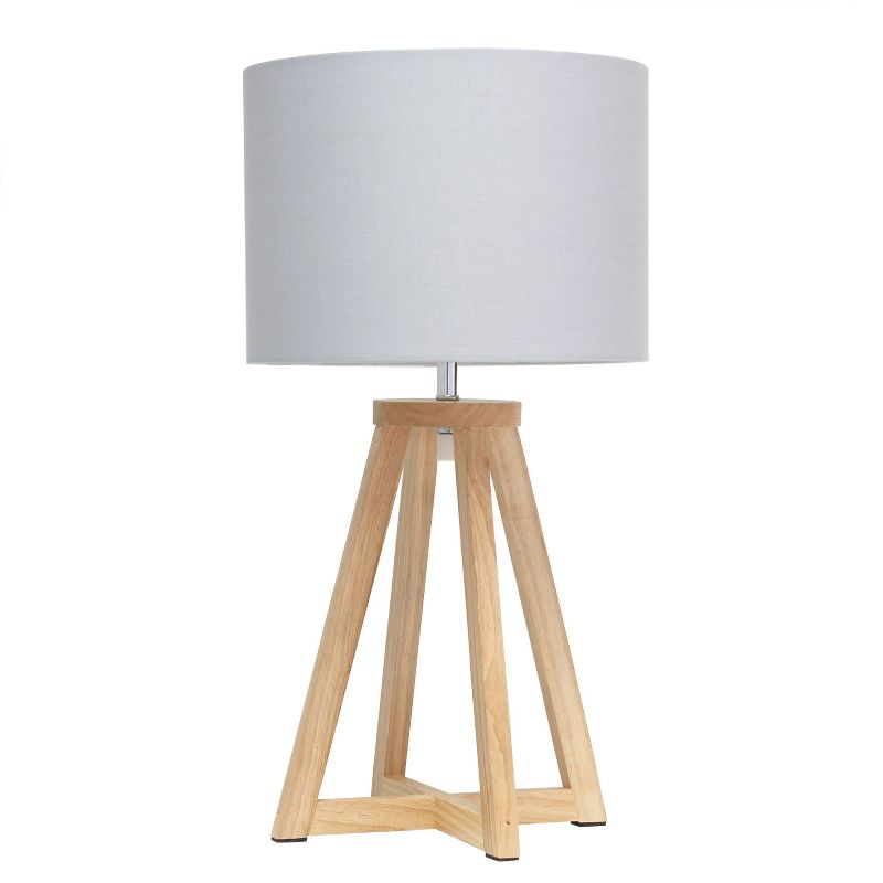 Natural Wood Interlocked Triangular Table Lamp with Fabric Shade - Simple Designs, 1 of 9