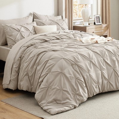 Bedsure | 5/7 Pcs Bed in a Bag Solid Diamond Pintuck Bedding Set for All Season