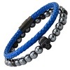 Steeltime Men's 2pc set hematite & black ip stainless steel and blue leather/black ip stainless steel bracelet - 2 of 4