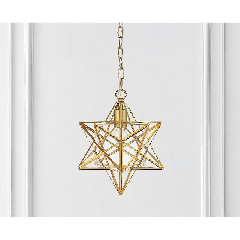 12&#34; LED Metal/Glass Stella Moravian Star Leaf Pendant Gold - JONATHAN Y, 4 of 7