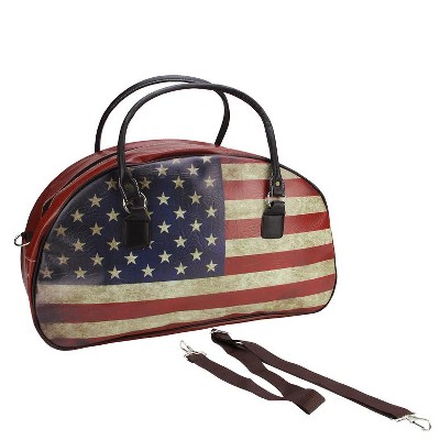 Northlight Vintage-Style American Flag Travel Bag with Strap