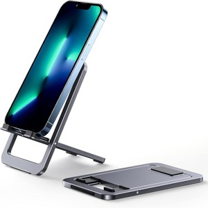Attop Cell Phone Stand, Foldable Aluminum Adjustable Phone Holder for Desk Portable Travel Holder Office Desk Accessories - 1 of 4