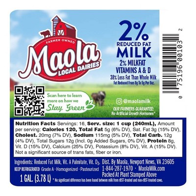 Maola 2% Reduced Fat Milk - 1gal