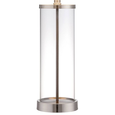26.25" Clear Glass Cylinder Table Lamp with White Drum Shade