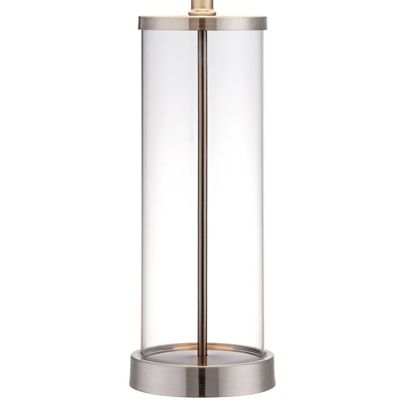 360 Lighting Coastal Table Lamp 26.25" High Clear Glass Cylinder Steel Fillable White Drum Shade for Living Room Family Bedroom Bedside Office, 5 of 12