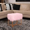 BirdRock Home Rectangular Pink Faux Fur Foot Stool Ottoman with Gold Legs - 4 of 4