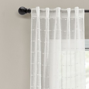Lush Décor Farmhouse Textured Back Tab/Rod Pocket Sheer Window Curtain Panels White 38x84 Set - 1 of 4