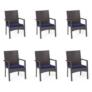 Captiva Designs Outdoor Patio All-weather Wicker Dining Chairs with Thick Cushion - 1 of 4