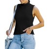 Women's Mock Turtle Neck Sweater Vest Sleeveless Knit Pullover Tank Tops Casual Trendy Slim Fitted Tops - 3 of 4
