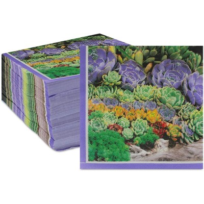 Sparkle and Bash 150 Pack Succulent Paper Napkins for Birthday Party (6.5 x 6.5 In)