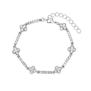 Adornia Silver Plated Crystal Clover Tennis Bracelet - 1 of 4