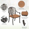 2-Piece Cast Aluminum Outdoor Dining Chairs w/Cushion – All-Weather Adjustable Patio Set for Backyard, Poolside, Balcony, Bronze - 4 of 4