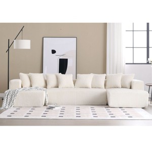 131"Modular Sectional Couch,U-Shaped Sofa,Chaise Lounge Sofa,Corduroy Striped Fabric,Upholstered 4 Seater Couch For Living Room,Bedroom-Cuddlewood - 1 of 4