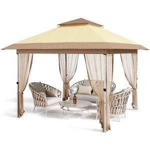 Gazebo Outdoor Pop up,  Canopy Tent with Curtains, Mosquito Netting, for Patio, Backyard Party, 2-Tiered Vented Top - 1 of 4