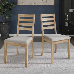 ChaletPosh Wooden Dining Chair With Warm Grey Cover (Set of 2) - 1 of 4