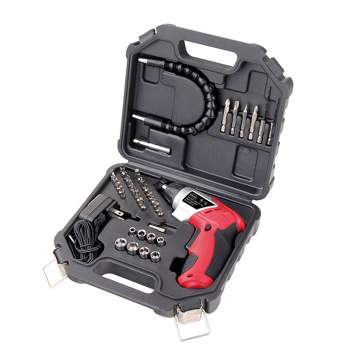 Apollo Tools DT4944 3.6 Volt Rechargeable Screwdriver with 45pc Accessory Set Red