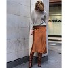 Women's High Waist Satin Midi Skirt - Elegant A-Line Silky Skirt Dark Brown - 2 of 4