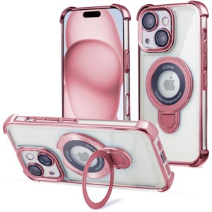 Entronix [Magnetic] Case Compatible with iPhone 15 Plus - [Clear Back] Glossy Gripstand - 1 of 4