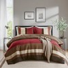 2 Piece Luxe Microsuede, Pieced Design Color Block Stripes Bedding Comforter Sets, Winter Soft Brushed Microfiber Reverse, Matching Sham - 2 of 4