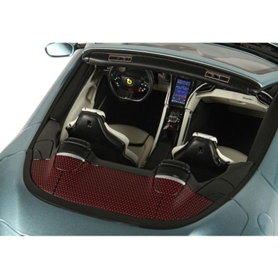 FERRARI ROMA SPIDER CELESTE TEVERE BLUE & DISPLAY CASE 1/18 CAR BY BBR P 18230 A